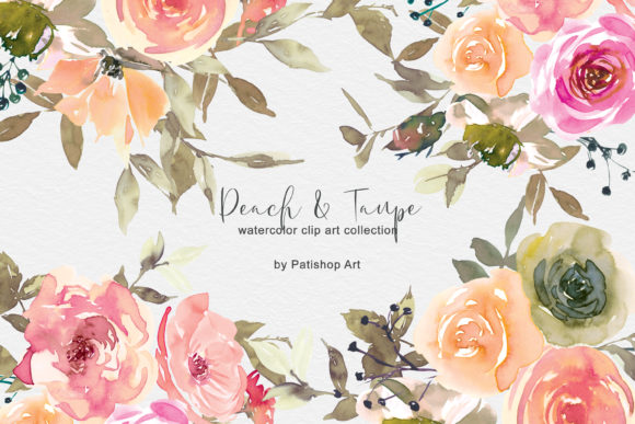 Peach Taupe Floral Clip Art Watercolor: A Versatile Asset for Elegant Design Projects