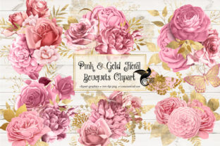 Pink and Gold Floral Bouquets Clipart Guide