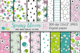 Seamless Digital Paper, Patterns: Elevating Spring Projects with Hand-Drawn Botanical Designs
